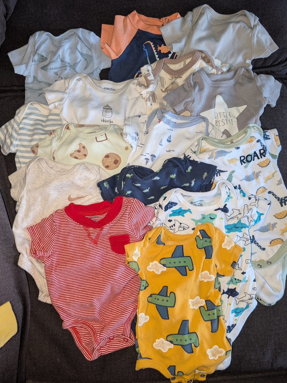 Mixed Colors Baby One-Piece Bodysuit Set - Assorted Patterns